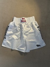 Lonsdale White Thick Heavy Satin Boxing Gym Workout Shorts