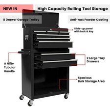 High-Capacity Tool Storage Cabinet with 8 Drawers and Rolling Wheels for Easy M