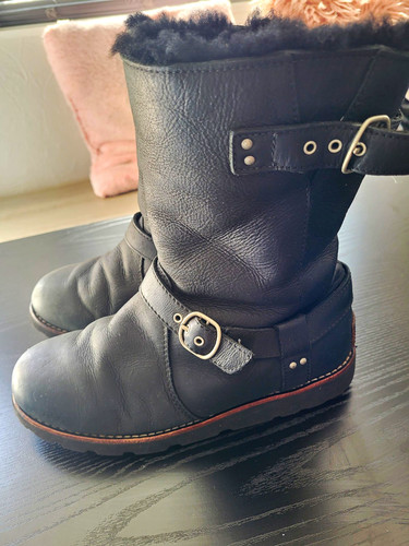 Ugg black leather - leather, mid-calf