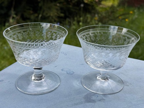 Vintage etched glass coupe - vintage,