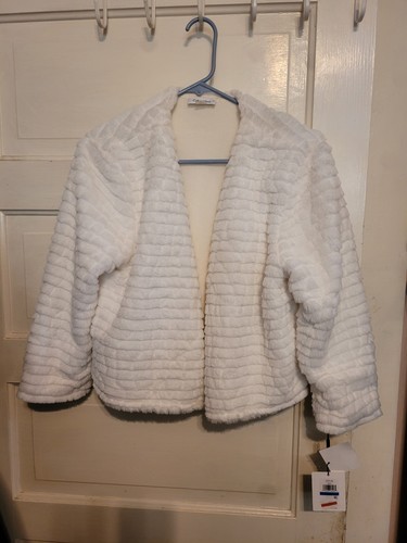 Calvin klein white faux - klein, fur