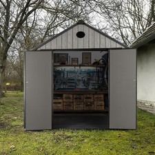 8x8FT Plastic Garden Storage Shed Outdoor Storage House Tool Shed with Window UK