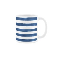 Horizontal Blue & White Stripes Mug - 325ml Striped Tea/Coffee Cup Gift