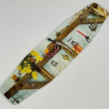 Vintage French 1950s Wall Hanging Printed Metal Kitchen Drying Cloth Towel Rack