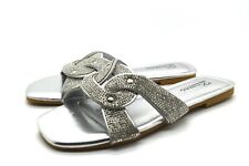 Womens Ladies Diamante Flat