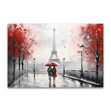 Red Black & White Paris Painting Canvas Print  Eiffel Tower Romantic Wall Art
