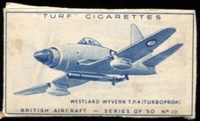 Tobacco Card, Carreras, Turf, BRITISH AIRCRAFT, 1953, Westland Wyvern, #10
