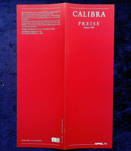 Opel calibra price list - opel,