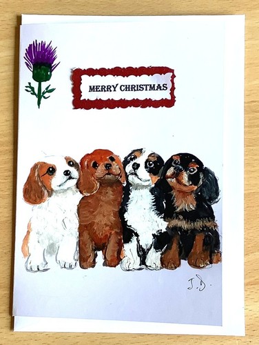 Handpainted christmas card - handpainted,
