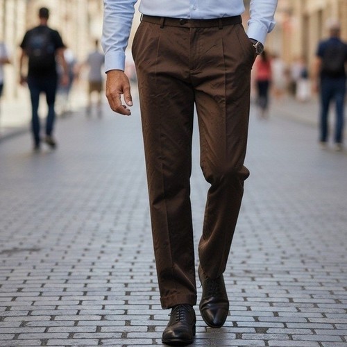 Mens brown pleated microfiber - brown,