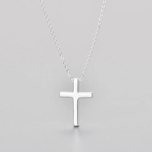 Silver cross pendant - silver, necklace