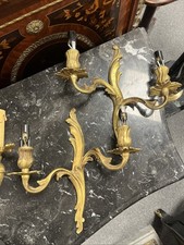 Antique French Pair of Solid Bronze Wall Lights / Sconces H: 27 cm W: 26 cm