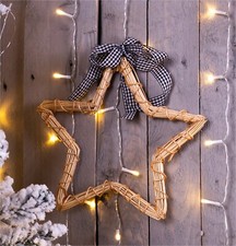 Natural Wicker Rustic Wooden Christmas Star Woven Willow Hanging Decoration Larg