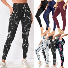 Women High Waist Gym Leggings Pocket Sports Running Ladies Yoga Pants Stretchy