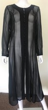 Vintage Greek Black Chiffon Kaftan Jacket Dress Tunic | Free Size L | Greek Key