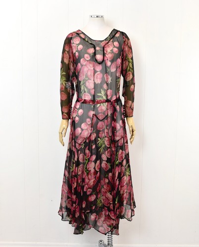 Antique 1920s 30s floral - antique, black