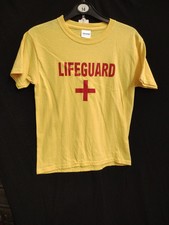 Boys Girls Yellow Lifeguard T Shirt Medium Youth Fancy Dress 80s 90s