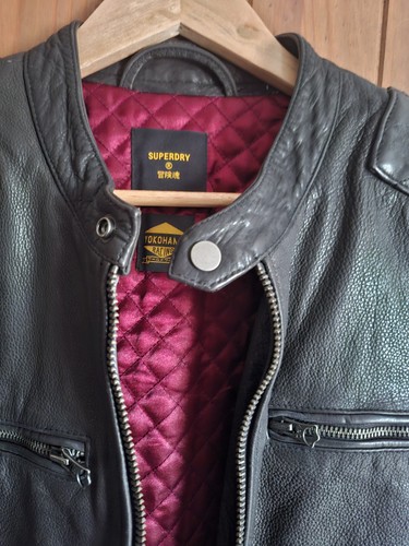 Superdry men leather biker - leather,