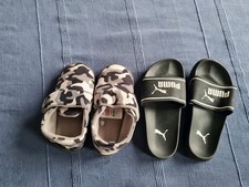 Size 10 F&F  Boys winter slippers and puma flip flops Eur 28