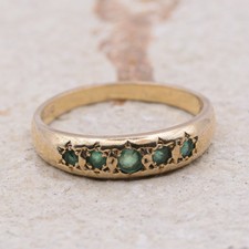 9ct Gold Gypsy Set Emerald Ring | UK Size P 1/2 | US Size 7.75