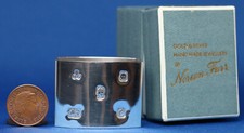 SOLID SILVER RECTANGULAR NAPKIN RING with 1977 SILVER JUBILEE MARK, BOXED 35g