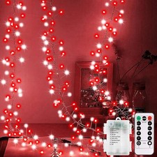 CCILAND Red White Firecrackers Lights, 3m 200 LED, Battery, MISSING REMOTE