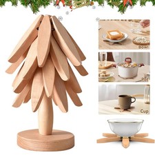 Wooden Trivet Set 4 Pads with
