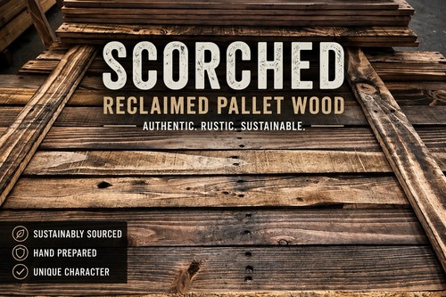 Reclaimed scorched pallet wood - scorched,