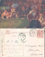 People at a roulette table LC Cie 1904 postmark Casino Gambling