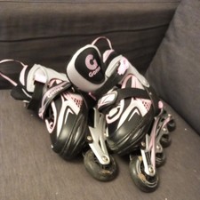 Gonex Adjustable Inline Skates Girls Medium Black, Grey & Pink