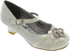 GIRLS IVORY SATIN SHOES