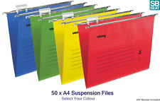 50x A4 Suspension Files 15mm 220gsm Tabs Inserts Hanging Folders Various Colours