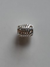 TRUTH sterling Silver PK 925 Openwork Wave Barrel Bracelet charm 