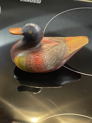 Carved wooden duck decorative - carved,
