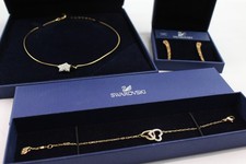 Swarovski Crystal Jewellery Gold Tone Heart Star Signed Branded Boxed x 3