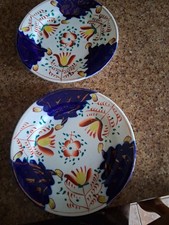 2 Tulip Pattern Welsh Gaudy Tea Plates