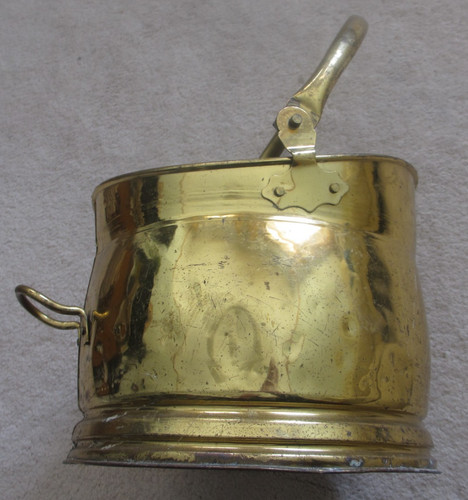 Vintage brass coal scuttle - coal,