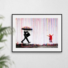 Banksy Rainbow Coloured Rain