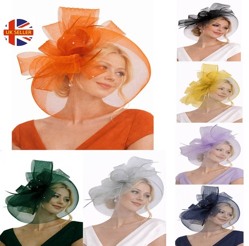 Flower feather hair hat - flower,