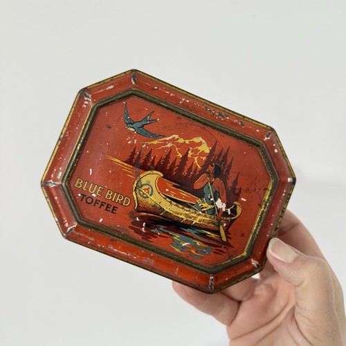 Vintage blue bird toffee - vintage, tin