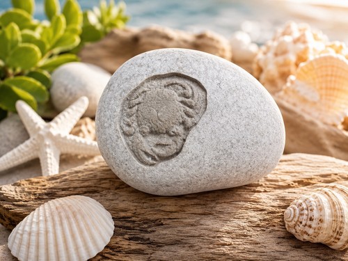 Engraved crab stone - 3d,