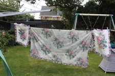 Nb868 Lovely Vintage Vantona Duvet  Set Pink Floral Double Frilled