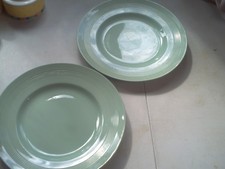 Vintage 1940's Woods Ware Beryl Green Dinner Plate 10" Lot of 2