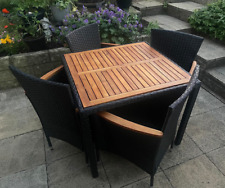 Rattan Dining Set 4 Seater Wooden Table Wicker Chair Patio Garden Furniture Seat