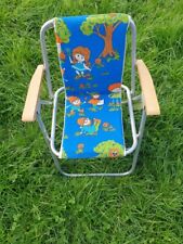 Vintage 1970s Kids Folding Camp Chair Blue Retro VW Camper Style Aluminium