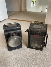 Two Vintage Antique Railway Carriage Hand Lamps Lanterns Chas H Andrews