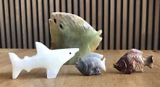Onyx, Marble, Granite Swimming Shark And Fish Ornaments.
