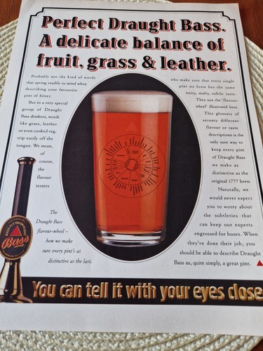 Bass draught beer 1990 print - beer,
