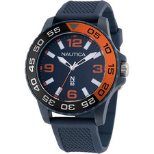 Mens Wristwatch NAUTICA FINN WORLD NAPFWS302 Silicone Blue Sub 50mt