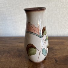 Vintage Denby Vase ‘Bouquet’ Hand Painted Floral Stoneware 20cm Made England